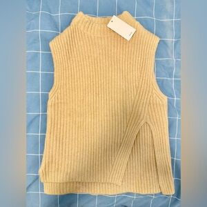 Mango Ribbed Cowl Neck Knit Vest_Beige_Size S_NWT